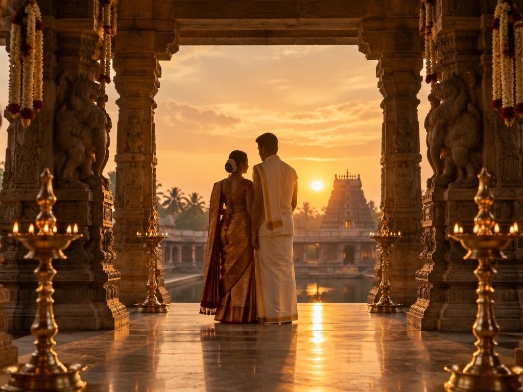 Together in a temple mandapam